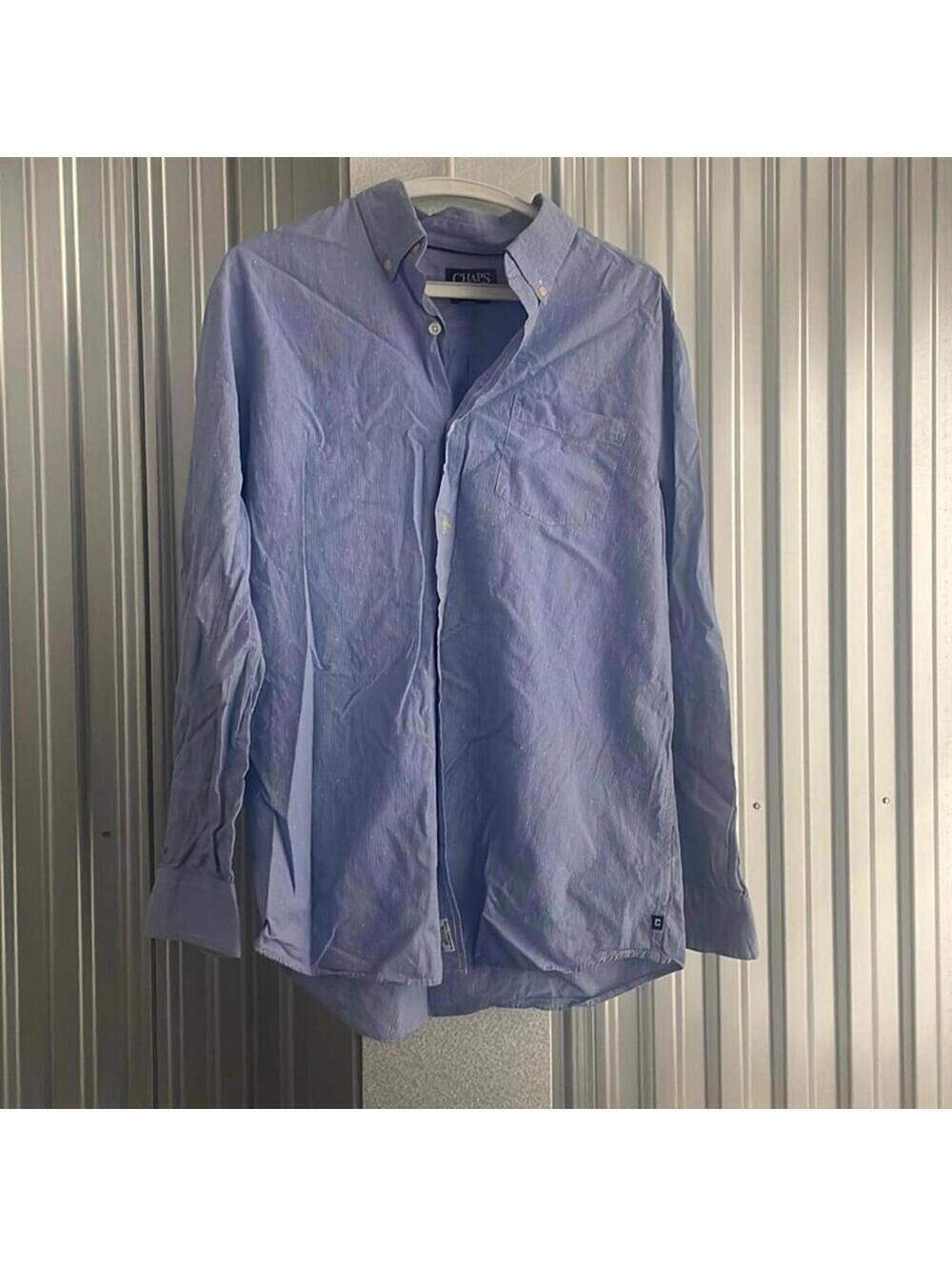 Chaps iconic poplin 100% cotton Blue Button Up Dress Shirt